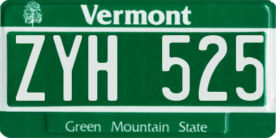 VT license plate ZYH525