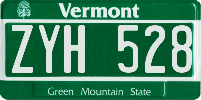 VT license plate ZYH528