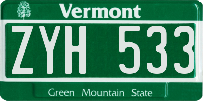 VT license plate ZYH533