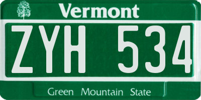 VT license plate ZYH534
