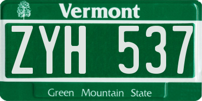 VT license plate ZYH537