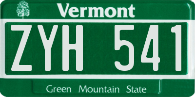 VT license plate ZYH541
