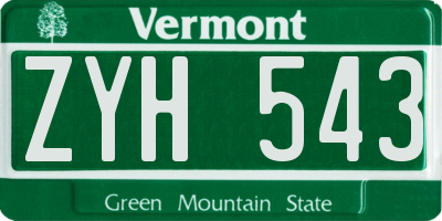 VT license plate ZYH543
