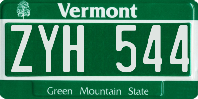VT license plate ZYH544