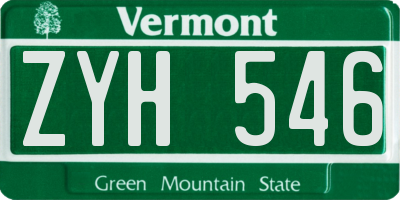 VT license plate ZYH546