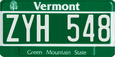 VT license plate ZYH548