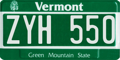 VT license plate ZYH550