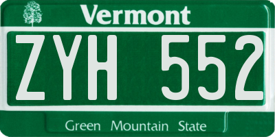 VT license plate ZYH552