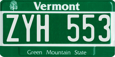 VT license plate ZYH553