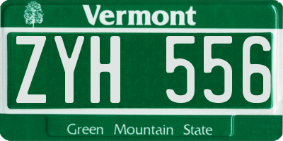 VT license plate ZYH556