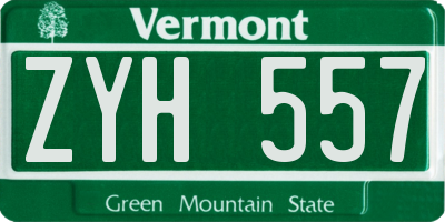 VT license plate ZYH557