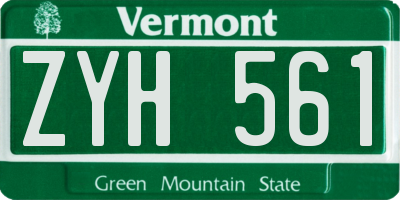 VT license plate ZYH561