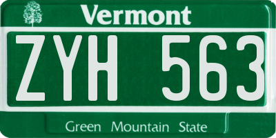 VT license plate ZYH563