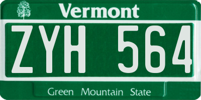 VT license plate ZYH564
