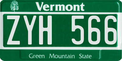 VT license plate ZYH566