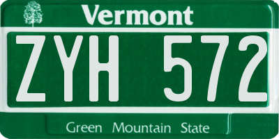 VT license plate ZYH572