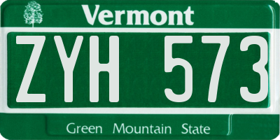 VT license plate ZYH573