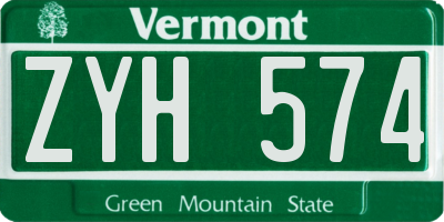 VT license plate ZYH574