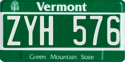 VT license plate ZYH576
