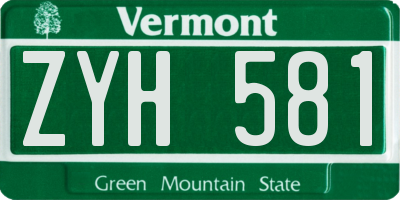 VT license plate ZYH581
