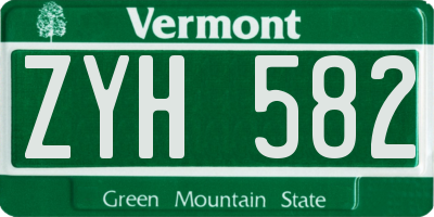 VT license plate ZYH582