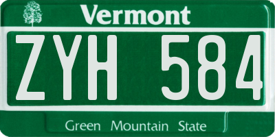 VT license plate ZYH584