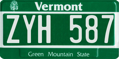 VT license plate ZYH587