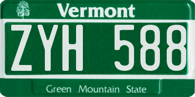 VT license plate ZYH588