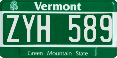 VT license plate ZYH589