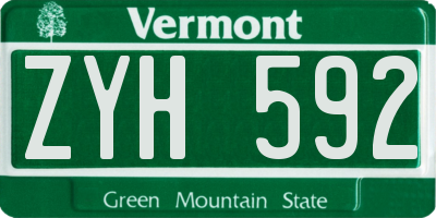 VT license plate ZYH592