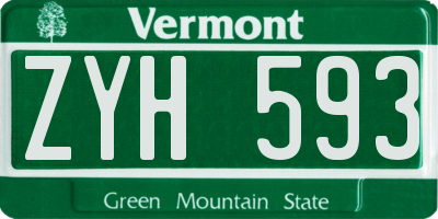 VT license plate ZYH593