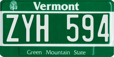 VT license plate ZYH594