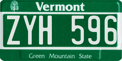 VT license plate ZYH596