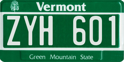 VT license plate ZYH601
