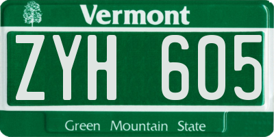 VT license plate ZYH605