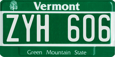 VT license plate ZYH606