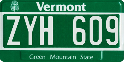 VT license plate ZYH609