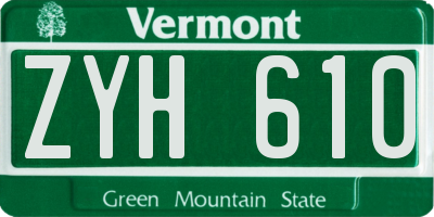 VT license plate ZYH610