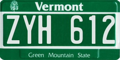 VT license plate ZYH612