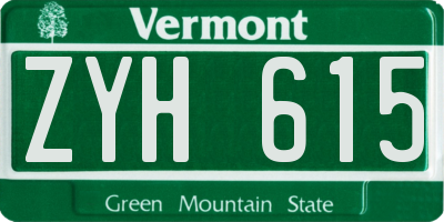 VT license plate ZYH615