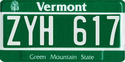 VT license plate ZYH617