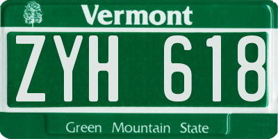 VT license plate ZYH618