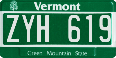 VT license plate ZYH619