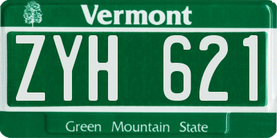 VT license plate ZYH621