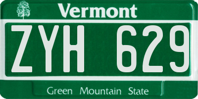 VT license plate ZYH629