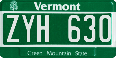 VT license plate ZYH630