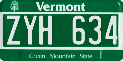 VT license plate ZYH634