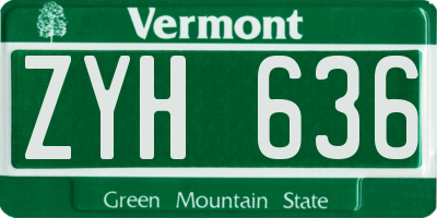 VT license plate ZYH636