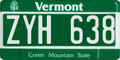VT license plate ZYH638