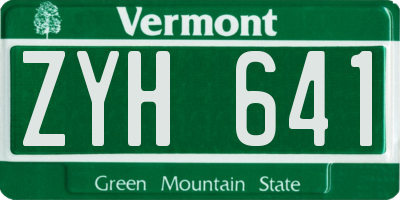 VT license plate ZYH641